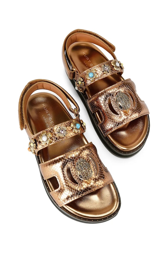 Kurt Geiger London klapki damskie Eagle Cut Out Flat Sling 5612368109 złoty SS26