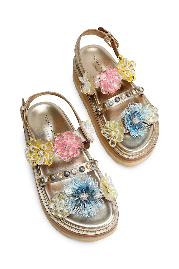 Încălțăminte Kurt Geiger London sandale cu platformă pentru femei, din piele Octavia Sling Flatform 5612461109 aur