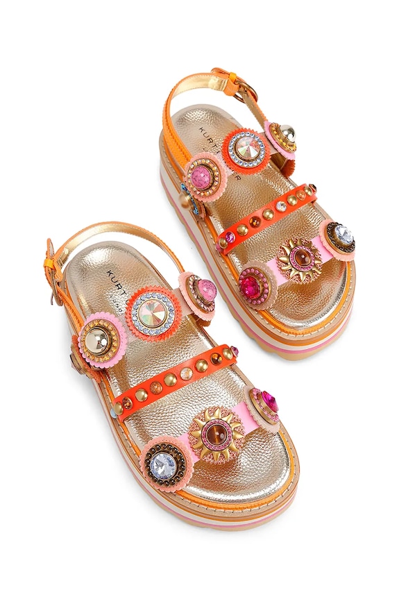 Obuwie Kurt Geiger London sandały na platformie damskie skórzane Octavia Sling Flatform 5612499109 pomarańczowy