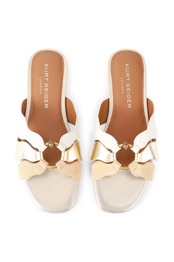 Kurt Geiger London šľapky dámske kožené Sun Wave Flat Sandal 5595266129 zlatá SS26