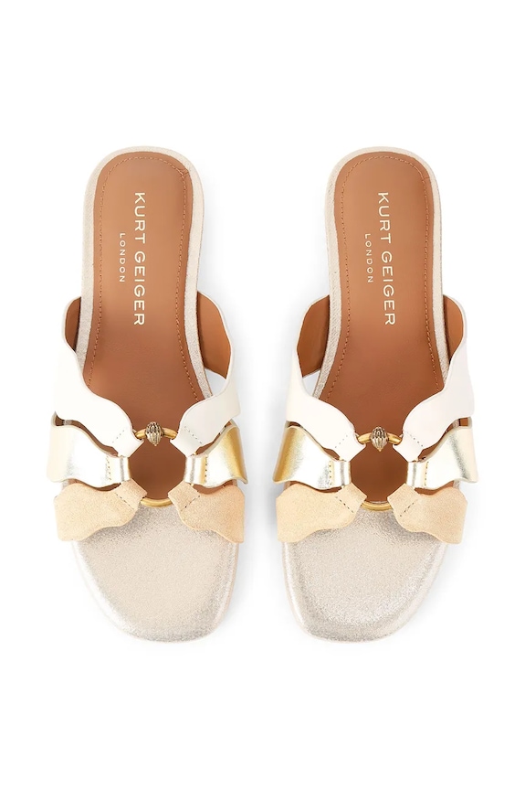 Kurt Geiger London šľapky dámske kožené Sun Wave Flat Sandal 5595266129 zlatá SS26