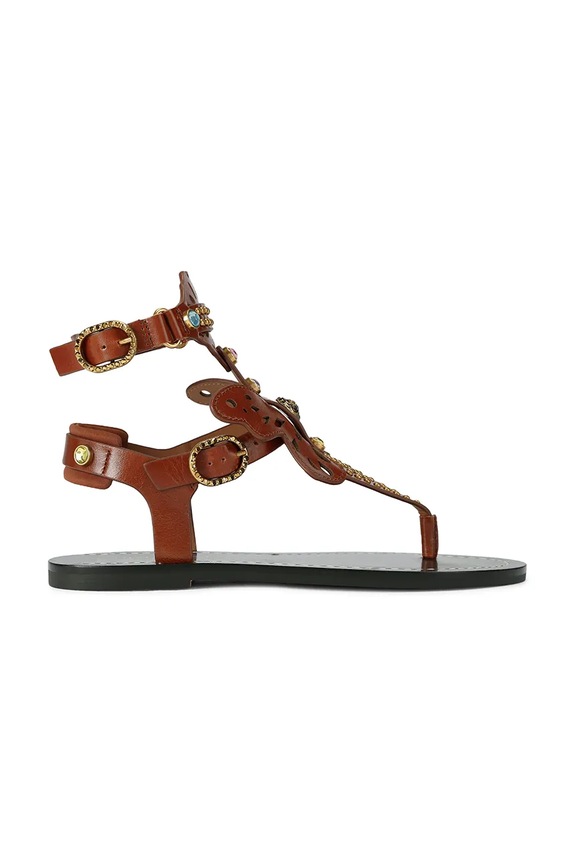Kurt Geiger London sandále rimanky dámske kožené Boho Butterfly Gladiator hnedá 5596730109