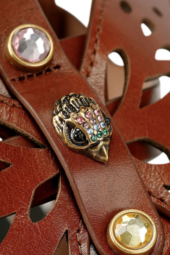 Kurt Geiger London sandále rimanky dámske kožené Boho Butterfly Gladiator 5596730109 hnedá