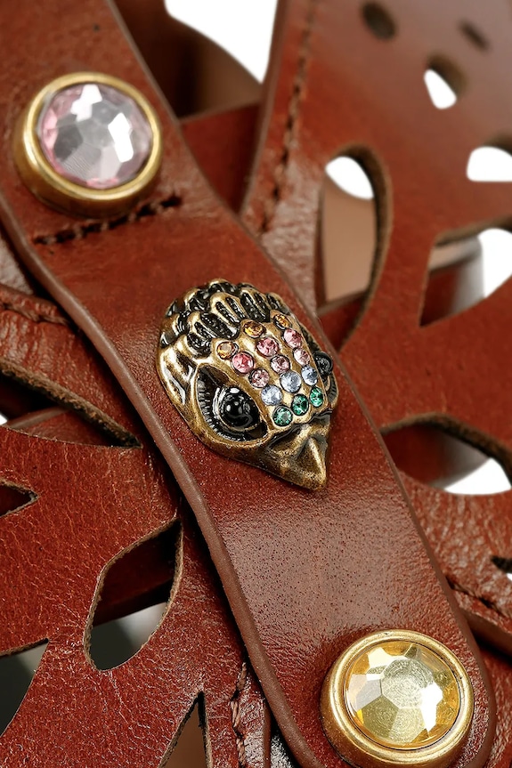 Kurt Geiger London sandále rimanky dámske kožené Boho Butterfly Gladiator 5596730109 hnedá