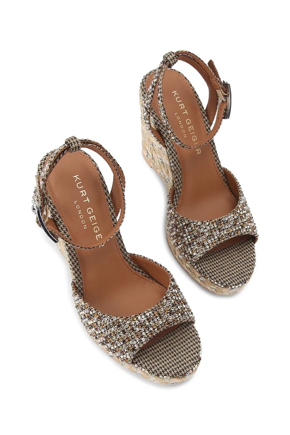 Kurt Geiger London sandały na koturnie Espadrille Wedge 5601043609 brązowy SS26