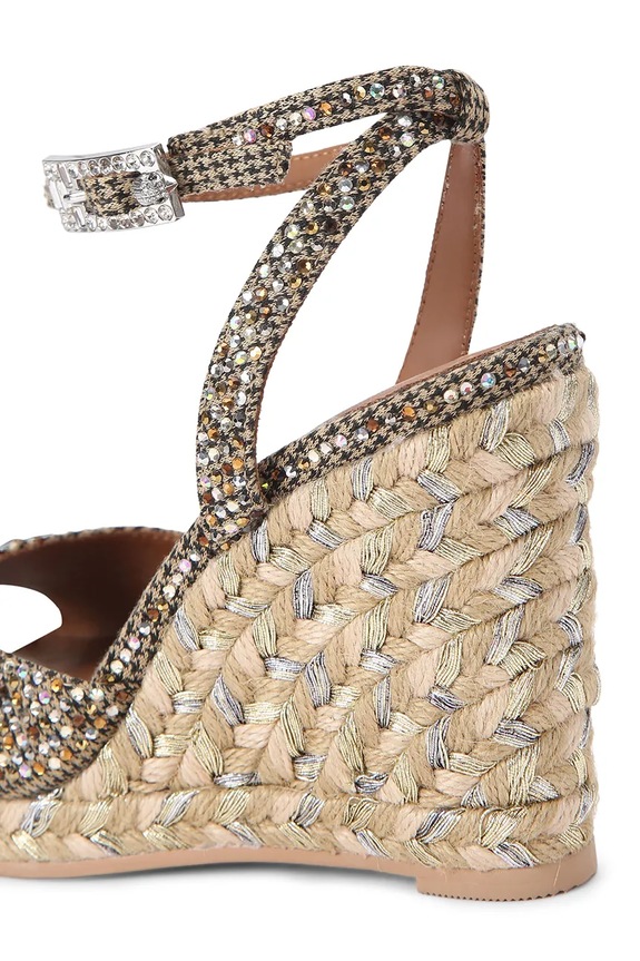 Obuwie Kurt Geiger London sandały na koturnie Espadrille Wedge 5601043609 brązowy