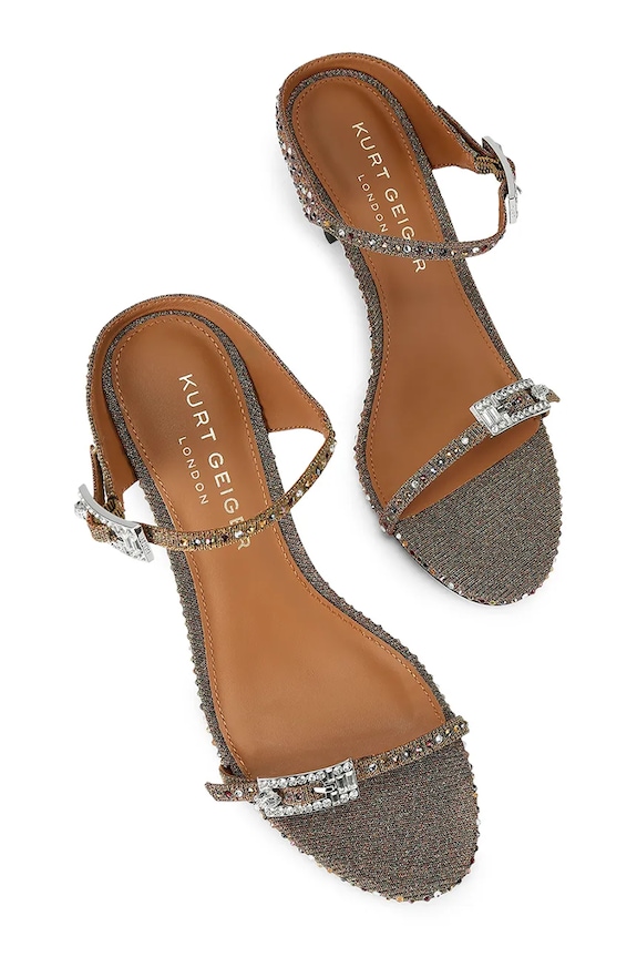 Kurt Geiger London sandali z visoko peto Strass Double Buckle Sdl 5602568689 rjava SS26
