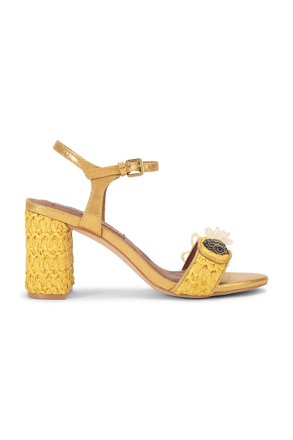 Kurt Geiger London sandále na podpätku Kensington Langley Raffia žltá 5604194999