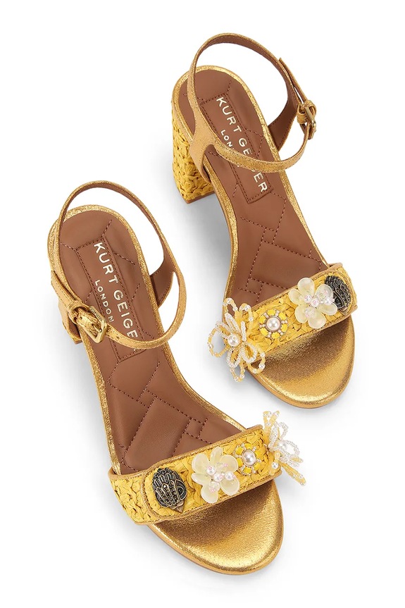 Kurt Geiger London sandále na podpätku Kensington Langley Raffia 5604194999 žltá SS26