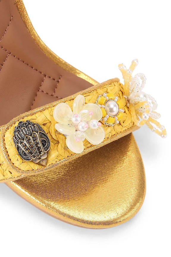 Kurt Geiger London sandále na podpätku Kensington Langley Raffia žltá 5604194999