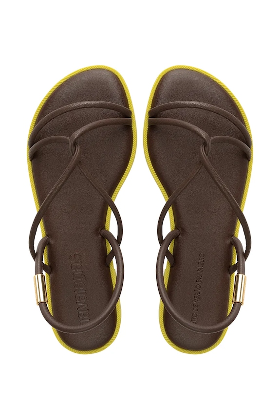 Havaianas sandale cu toc plat pentru femei UNA MANGA maro 4149609.0727