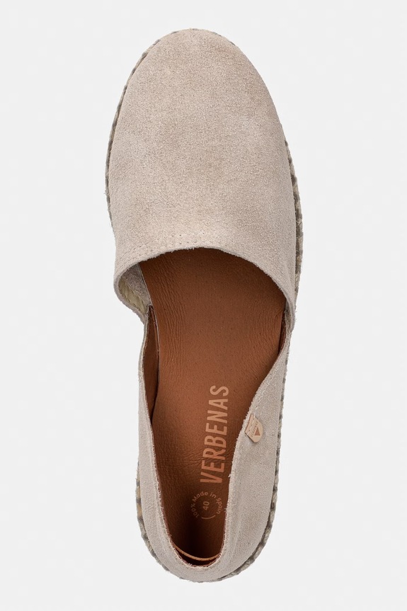 Verbenas espadrile pentru femei, din piele întoarsă CARMEN SERRAJE bej 0300580001.CRUDO