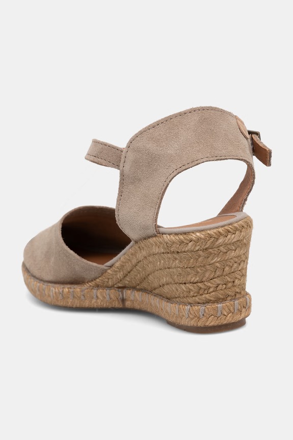 Încălțăminte Verbenas espadrile cu wedges pentru femei, din piele întoarsă MALENA SERRAJE/TAN 0601540785.PIEDRA bej