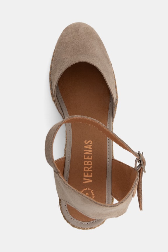 Verbenas espadrile cu wedges pentru femei, din piele întoarsă MALENA SERRAJE/TAN bej 0601540785.PIEDRA