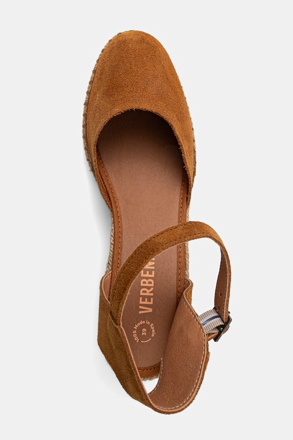 Verbenas espadryle na koturnie damskie zamszowe MALENA SERRAJE/TAN brązowy 0601540785.SETTER