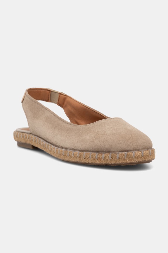 Verbenas espadrile cu călcâiul deschis pentru femei, din piele întoarsă KIARA SERRAJE/TAN bej 8304010785.PIEDRA