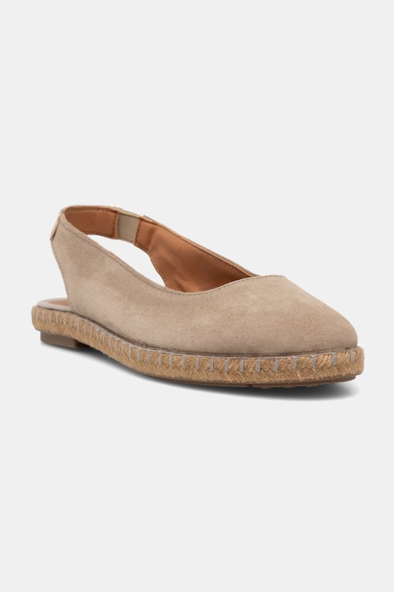 Verbenas espadrile cu călcâiul deschis pentru femei, din piele întoarsă KIARA SERRAJE/TAN bej 8304010785.PIEDRA