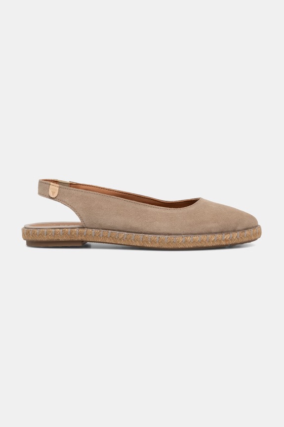Verbenas espadrile cu călcâiul deschis pentru femei, din piele întoarsă KIARA SERRAJE/TAN 8304010785.PIEDRA bej SS26
