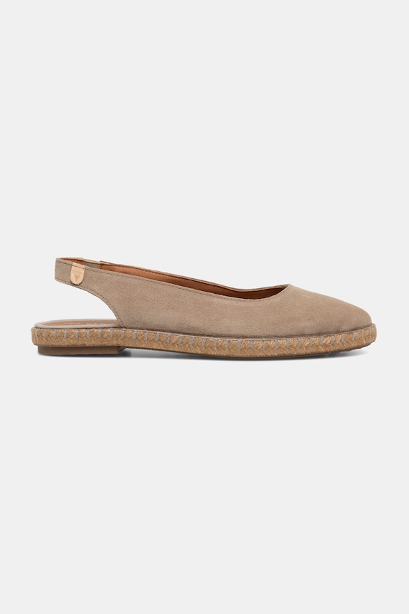 Verbenas espadrile cu călcâiul deschis pentru femei, din piele întoarsă KIARA SERRAJE/TAN 8304010785.PIEDRA bej SS26