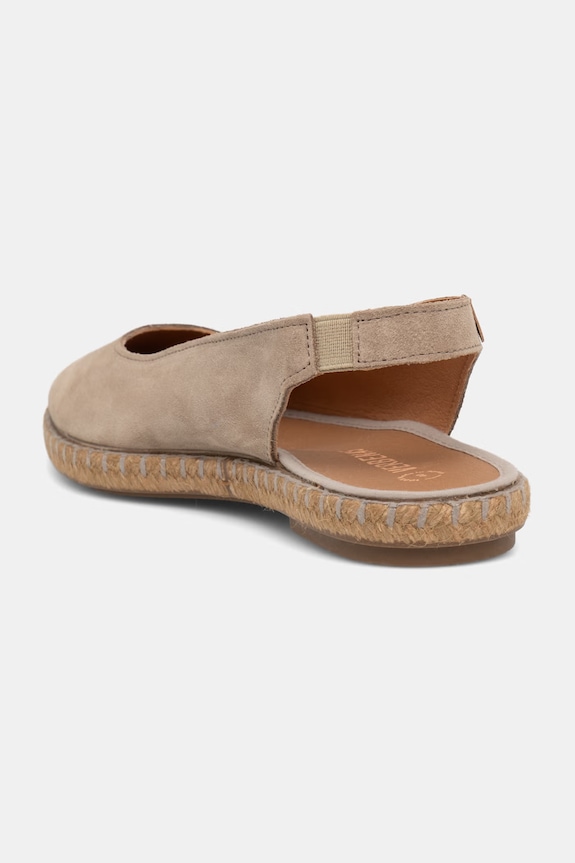Încălțăminte Verbenas espadrile cu călcâiul deschis pentru femei, din piele întoarsă KIARA SERRAJE/TAN 8304010785.PIEDRA bej