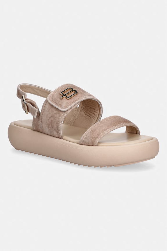 Baldinini sandále na platforme dámske semišové béžová D6E328P1CAMO.7890