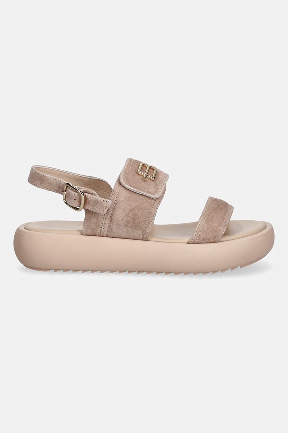 Baldinini sandále na platforme dámske semišové D6E328P1CAMO.7890 béžová SS26