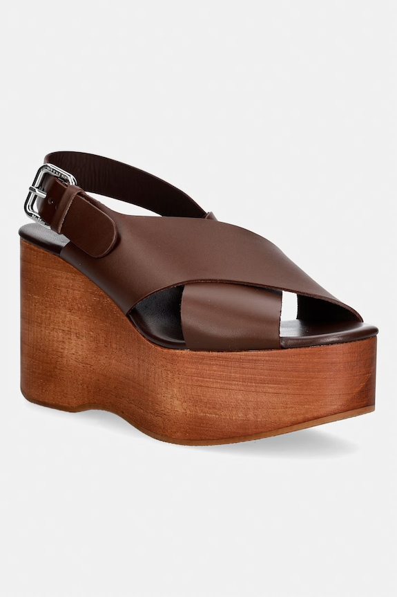 Weekend Max Mara sandale din piele Wkaangio maro 2615521115600.BROWN