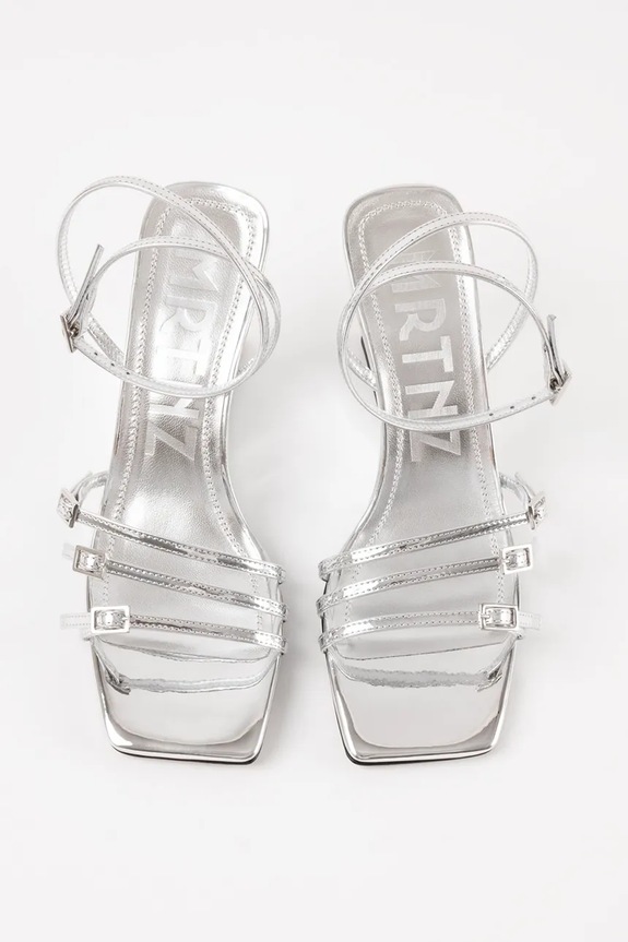 Souliers Martinez sandały na koturnie skórzane EDEN EDEN.SILVER srebrny SS26