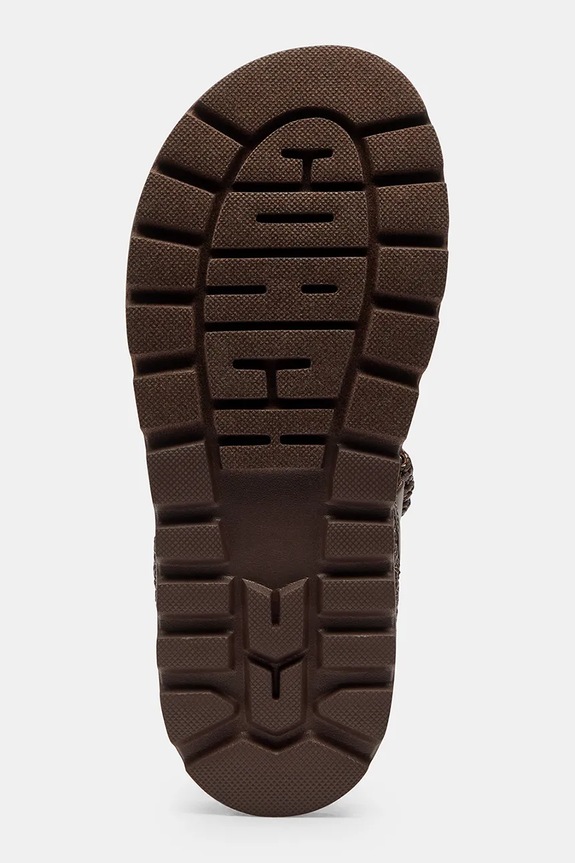 Coach sandale cu toc plat pentru femei, din piele Brynn Raffia Sandal CEF37.MPL maro