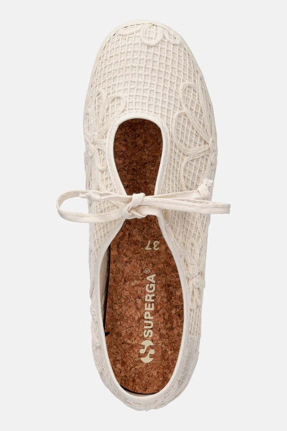 Superga baleríny 2442 BALLERINA LACE NET FLOWER béžová S1138PW.AAG