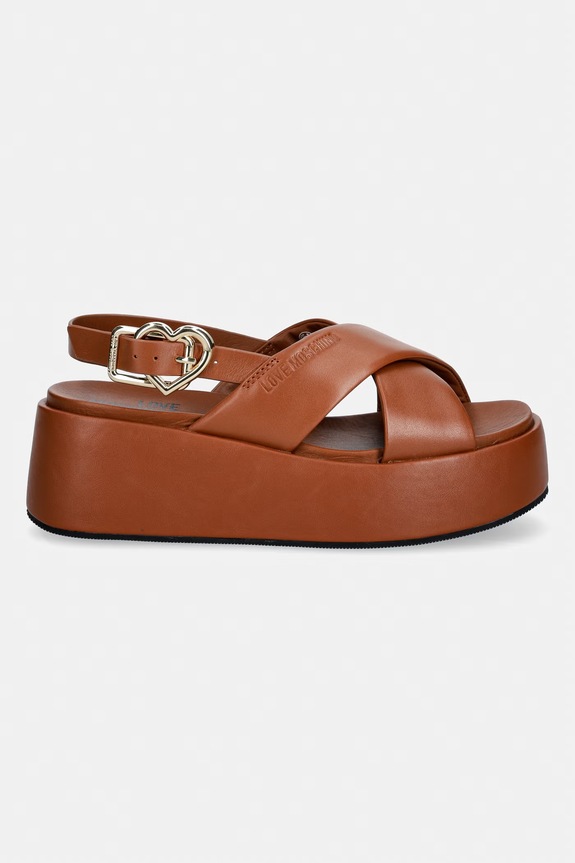 Love Moschino sandále dámske kožené JA16137I0OIA0200 hnedá SS26