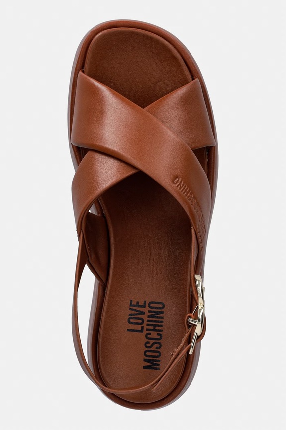 Love Moschino sandále dámske kožené hnedá JA16137I0OIA0200