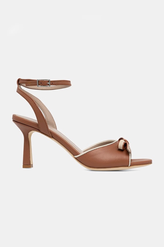Valentino sandály na vysokém podpatku kožené CUOIO DRESS 91D2588NAP.CUOIO hnědá SS26