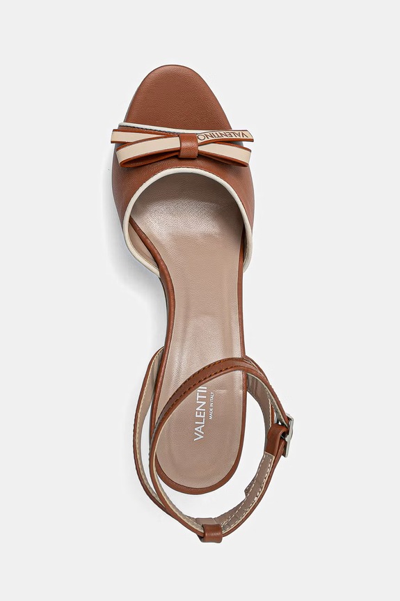 Valentino sandály na vysokém podpatku kožené CUOIO DRESS hnědá 91D2588NAP.CUOIO