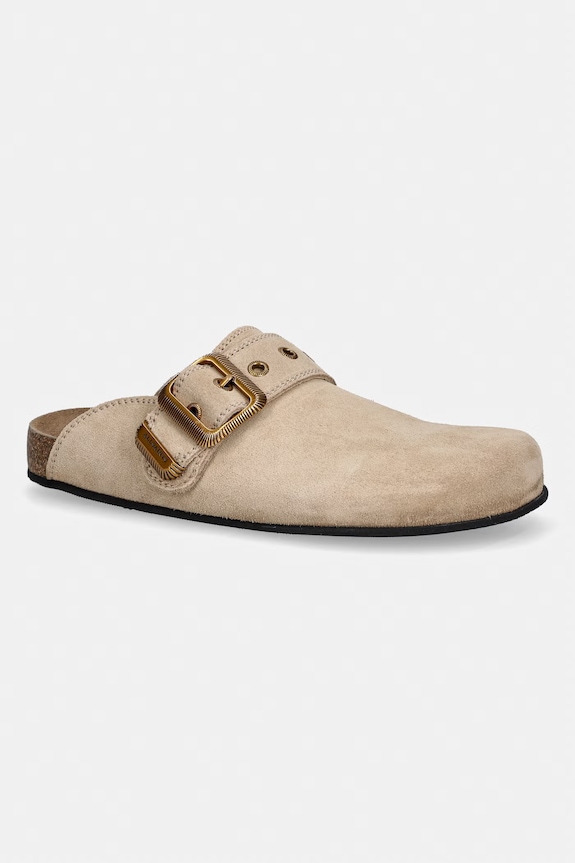 AllSaints šľapky s otvorenou pätou dámske kožené Staffa Mule béžová W048FE