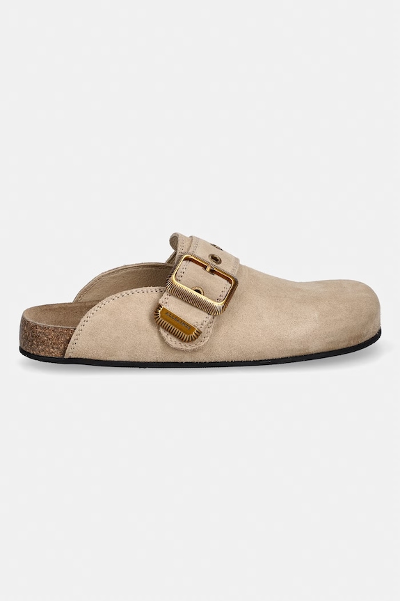 AllSaints šľapky s otvorenou pätou dámske kožené Staffa Mule W048FE béžová SS26