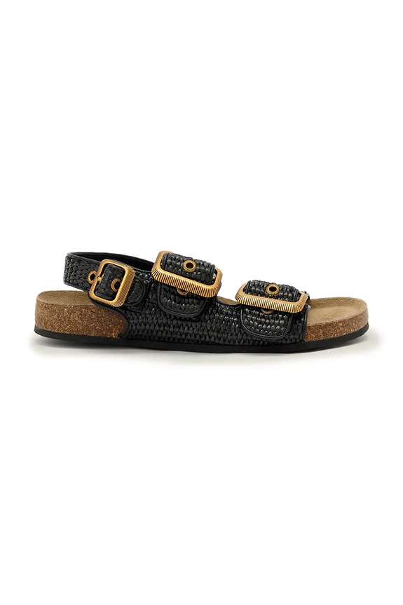 AllSaints sandale pentru femei Staffa Raffia Sandal negru W125FE.BLK