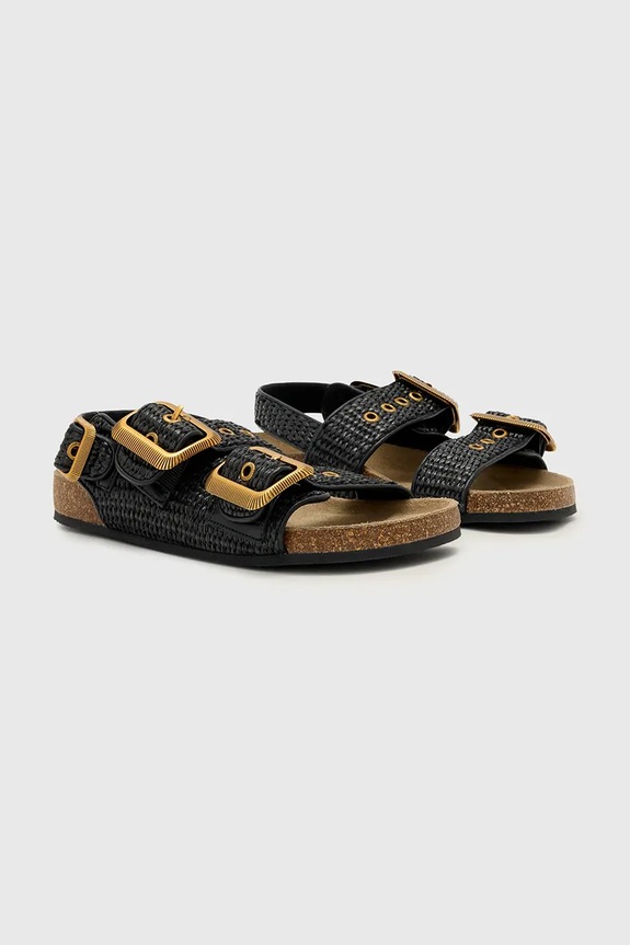 AllSaints sandale pentru femei Staffa Raffia Sandal W125FE.BLK negru SS26