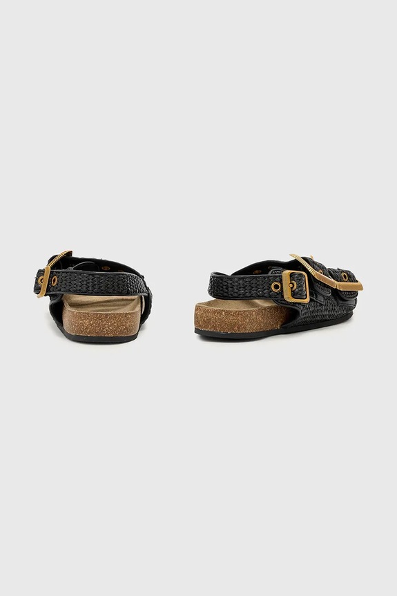 Încălțăminte AllSaints sandale pentru femei Staffa Raffia Sandal W125FE.BLK negru