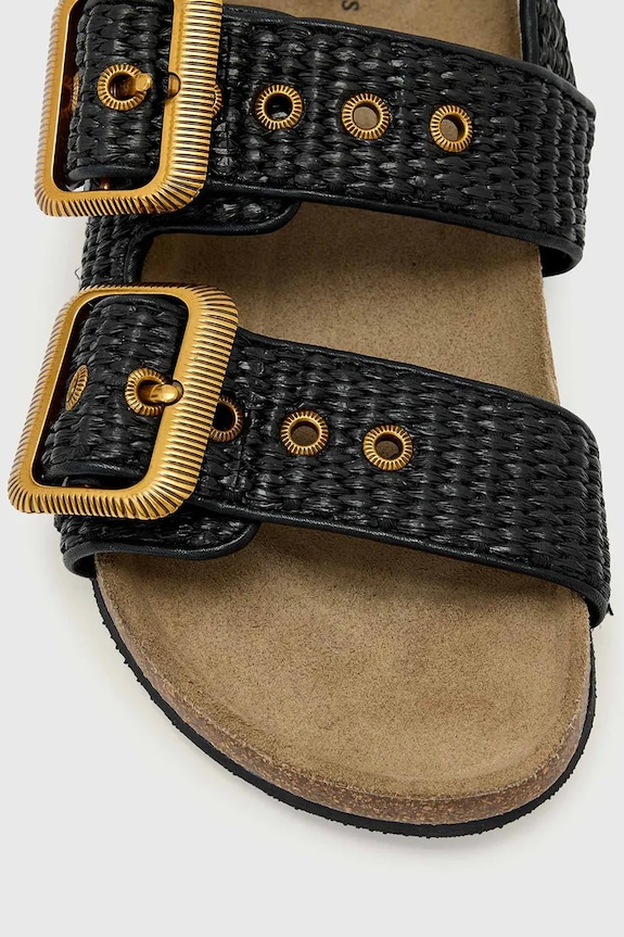 AllSaints sandale pentru femei Staffa Raffia Sandal W125FE.BLK negru
