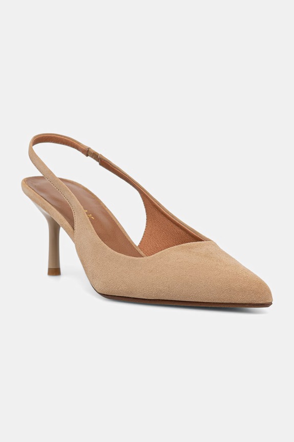 Jonak szpilki z odkrytą piętą zamszowe DIAMANTINE VELOURS beżowy 3800237.E25