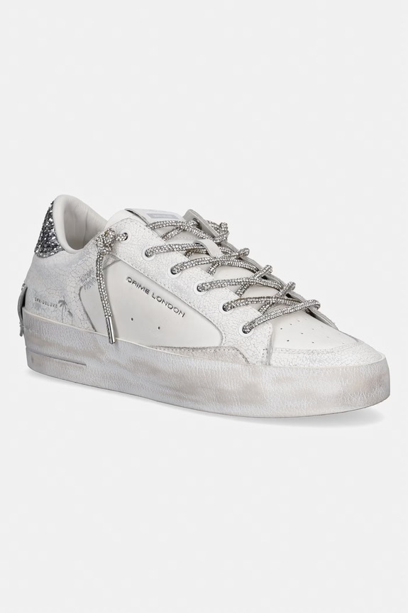 Crime London SK8 DELUXE WEDGE sneakersy damskie skórzane biały 20132PP7.10