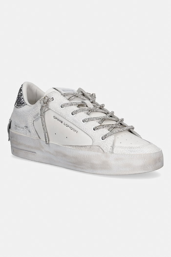 Crime London SK8 DELUXE WEDGE sneakersy damskie skórzane biały 20132PP7.10