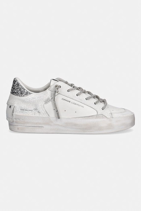 Crime London SK8 DELUXE WEDGE sneakersy damskie skórzane 20132PP7.10 biały SS26