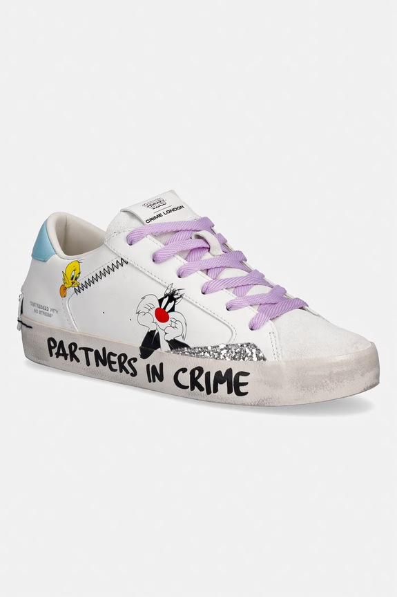 Crime London DISTRESSED sneakersy damskie skórzane biały 88050PP8