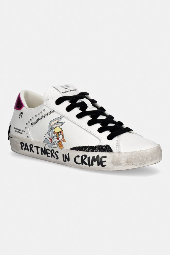 Crime London DISTRESSED sneakers pentru femei, din piele alb 88009AA8.10