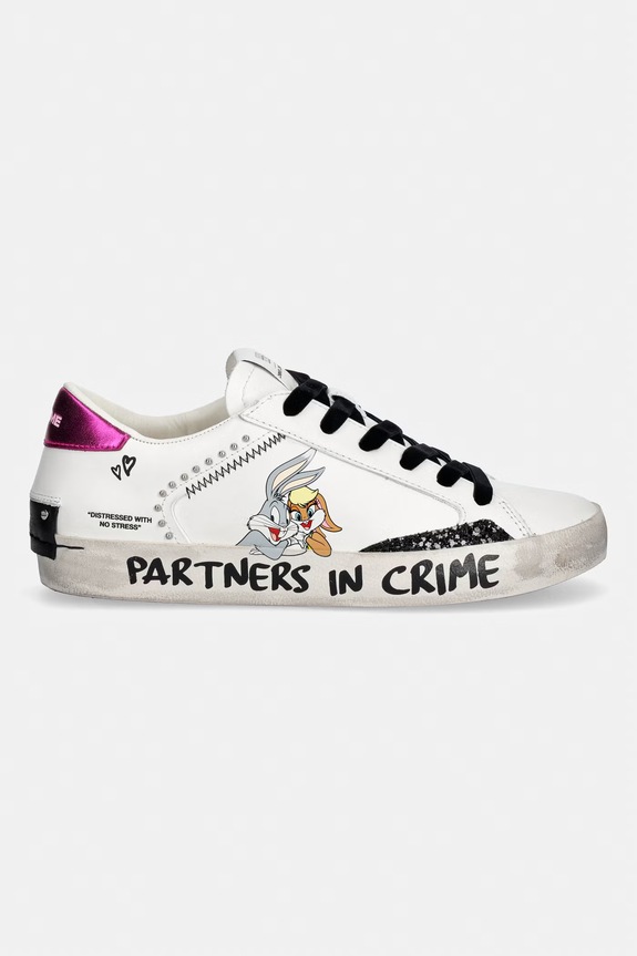 Crime London DISTRESSED sneakers pentru femei, din piele 88009AA8.10 alb SS26