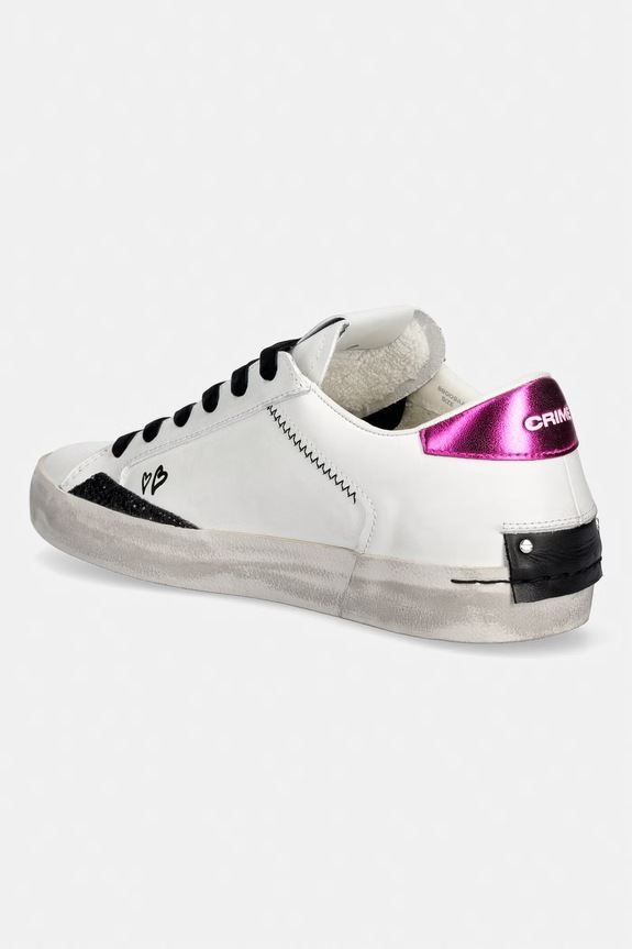 Încălțăminte Crime London DISTRESSED sneakers pentru femei, din piele 88009AA8.10 alb