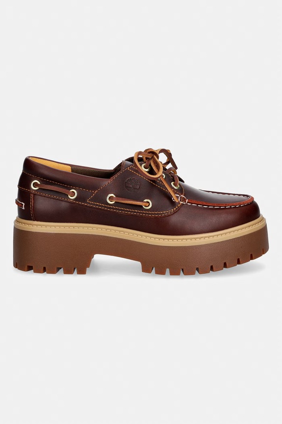 Timberland mokasyny na platformie damskie skórzane TB0A2QDMD571 brązowy SS26
