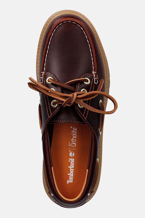 Timberland mokasyny na platformie damskie skórzane brązowy TB0A2QDMD571